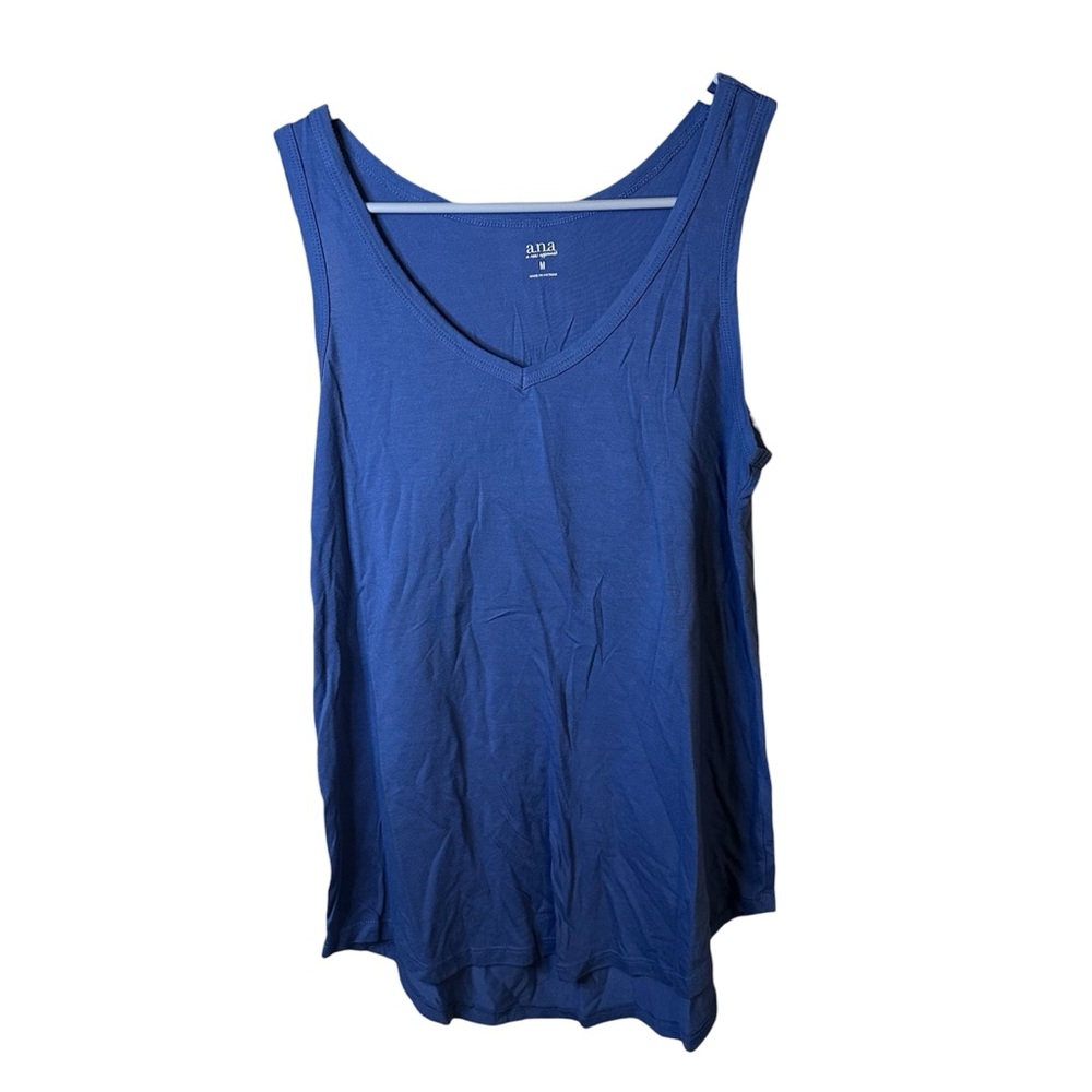 a.n.a Blue V-Neck Tank Top